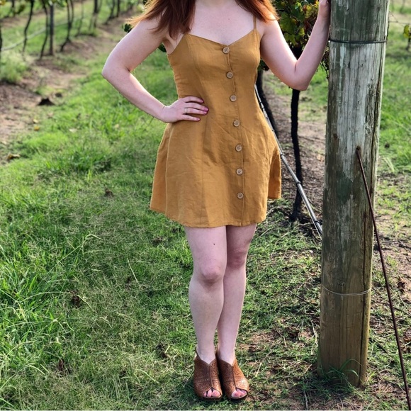 UO Button-Down Strappy Back Linen Dress - Picture 6 of 6